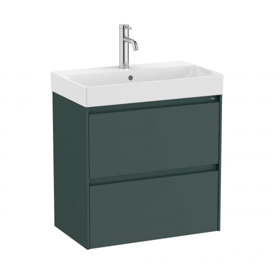 Image of Roca Ona: Unik Wall Mounted Vanity Unit with 2 Drawers & Basin (600mm)