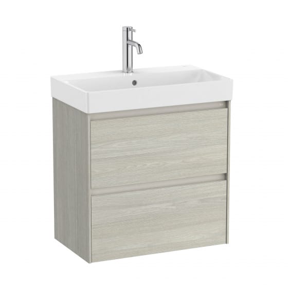 Image of Roca Ona: Unik Wall Mounted Vanity Unit with 2 Drawers & Basin (600mm)