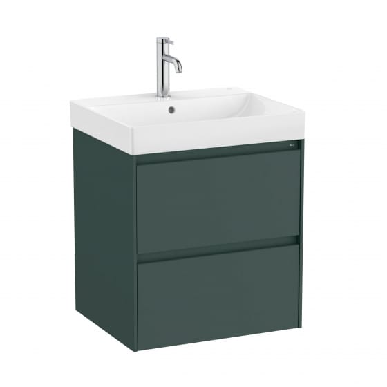 Image of Roca Ona: Unik Wall Mounted Vanity Unit with 2 Drawers & Basin (550mm)