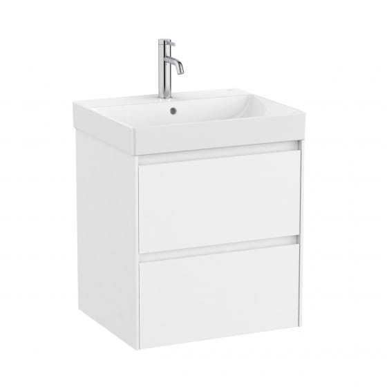 Image of Roca Ona: Unik Wall Mounted Vanity Unit with 2 Drawers & Basin (550mm)