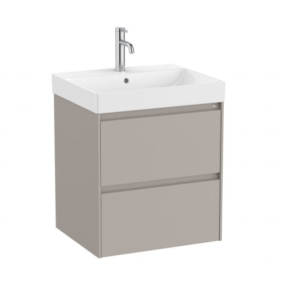 Image of Roca Ona: Unik Wall Mounted Vanity Unit with 2 Drawers & Basin (550mm)