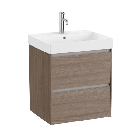 Image of Roca Ona: Unik Wall Mounted Vanity Unit with 2 Drawers & Basin (550mm)