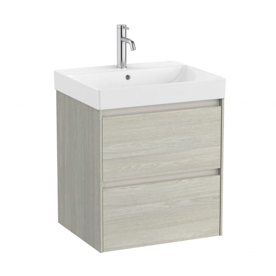 Image of Roca Ona: Unik Wall Mounted Vanity Unit with 2 Drawers & Basin (550mm)