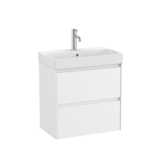 Image of Roca Ona: Unik Wall Mounted Vanity Unit with 2 Drawers & Basin (600mm)