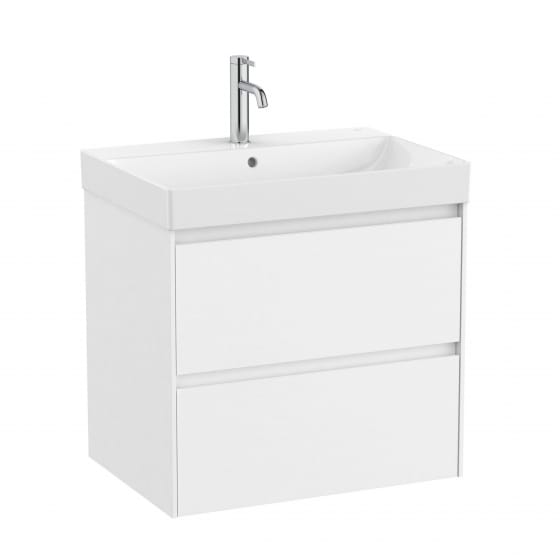 Image of Roca Ona: Unik Wall-Hung Bathroom Vanity Unit with 2 Drawers and Basin (650mm)