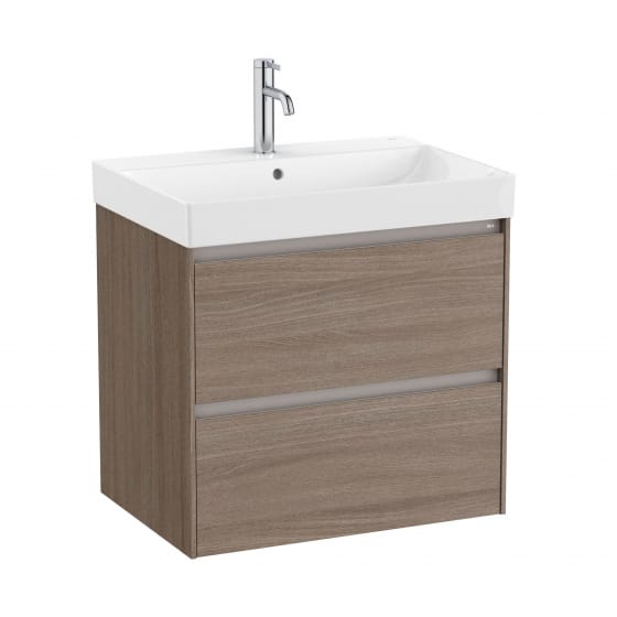 Image of Roca Ona: Unik Wall-Hung Bathroom Vanity Unit with 2 Drawers and Basin (650mm)