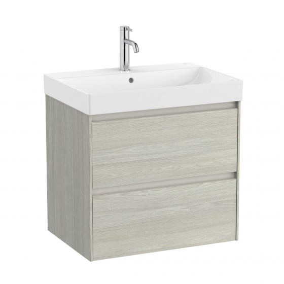 Image of Roca Ona: Unik Wall-Hung Bathroom Vanity Unit with 2 Drawers and Basin (650mm)