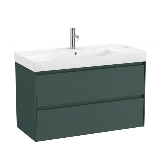 Image of Roca Ona: Unik Wall-Hung Bathroom Vanity Unit with 2 Drawers and Basin (1000mm)