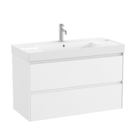 Image of Roca Ona: Unik Wall-Hung Bathroom Vanity Unit with 2 Drawers and Basin (1000mm)