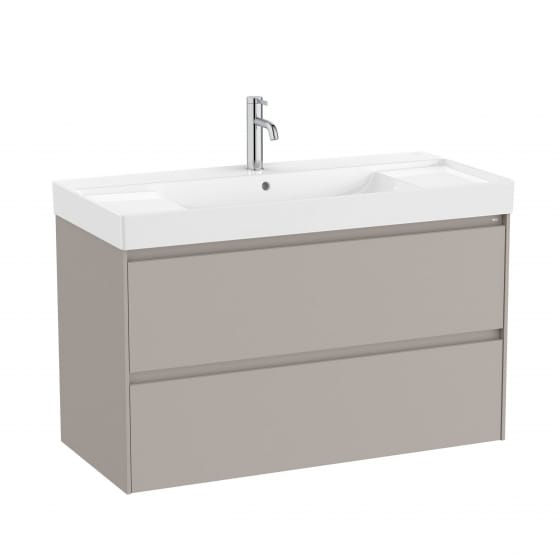 Image of Roca Ona: Unik Wall-Hung Bathroom Vanity Unit with 2 Drawers and Basin (1000mm)