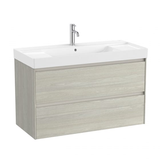 Image of Roca Ona: Unik Wall-Hung Bathroom Vanity Unit with 2 Drawers and Basin (1000mm)