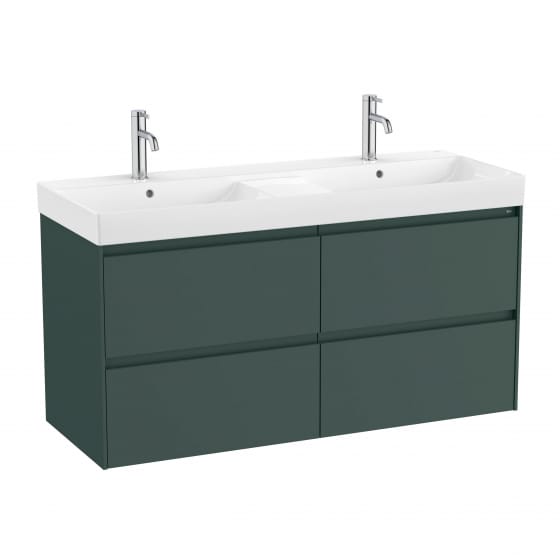 Image of Roca Ona: Unik Wall-Hung Bathroom Vanity Unit with 4 Drawers and 2 Basins (1200mm)