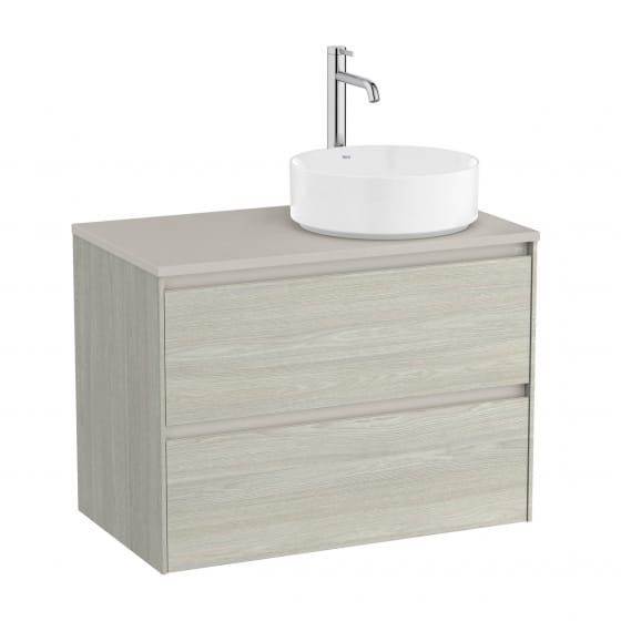 Image of Roca Ona: Unik Wall-Hung Bathroom Vanity Unit for Counter Top Basin with 2 Drawers RH (800mm)