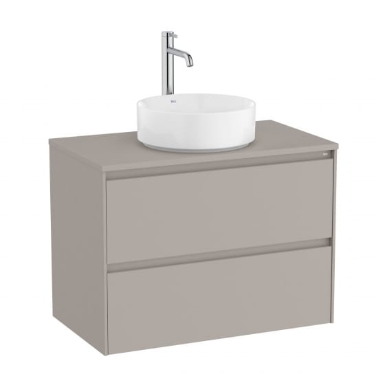 Image of Roca Ona: Unik Wall-Hung Bathroom Vanity Unit for Counter-Top Centered Basin with 2 Drawers (800mm)