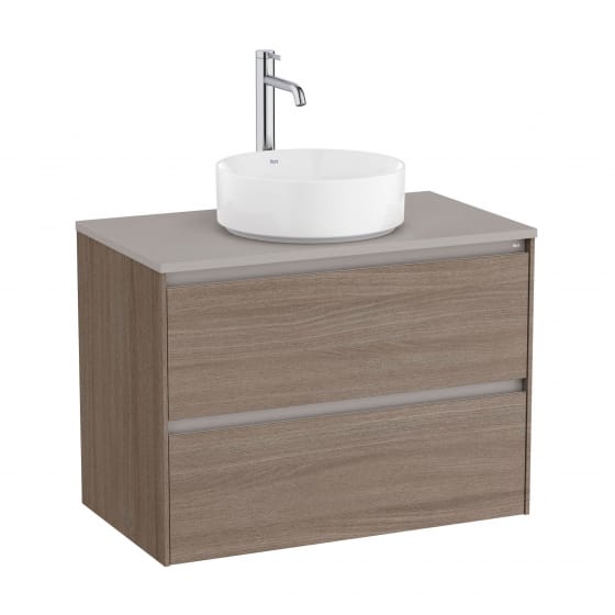 Image of Roca Ona: Unik Wall-Hung Bathroom Vanity Unit for Counter-Top Centered Basin with 2 Drawers (800mm)