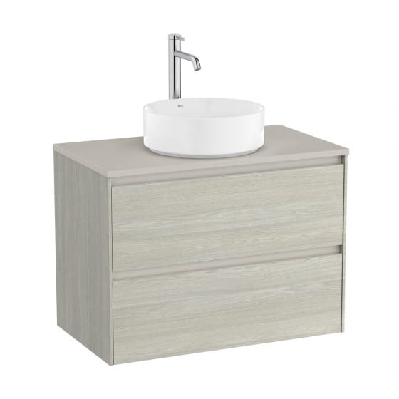 Image of Roca Ona: Unik Wall-Hung Bathroom Vanity Unit for Counter-Top Centered Basin with 2 Drawers (800mm)