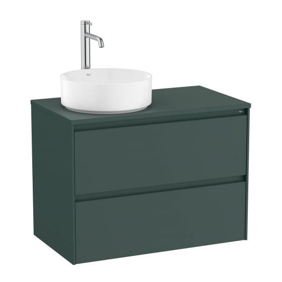 Image of Roca Ona: Unik Wall-Hung Bathroom Vanity Unit for Counter Top Basin with 2 Drawers LH (800mm)
