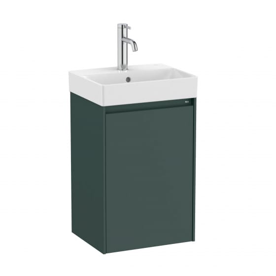 Image of Roca Ona: Unik Wall-Hung Compact Bathroom Vanity Unit with 1 Door and Basin (400mm)