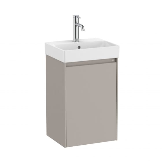 Image of Roca Ona: Unik Wall-Hung Compact Bathroom Vanity Unit with 1 Door and Basin (400mm)
