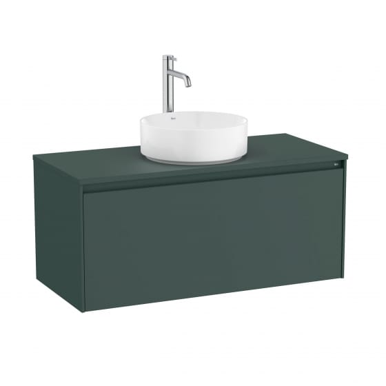 Image of Roca Ona: Compact Wall-Hung Vanity Unit For Countertop Basin, 1 Drawer (994mm)