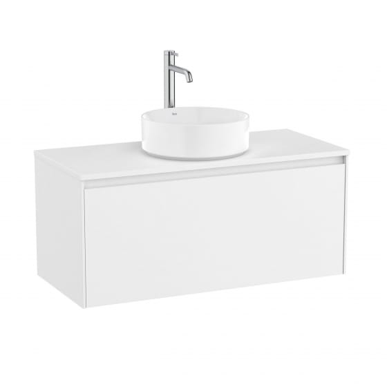 Image of Roca Ona: Compact Wall-Hung Vanity Unit For Countertop Basin, 1 Drawer (994mm)