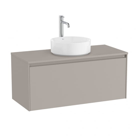 Image of Roca Ona: Compact Wall-Hung Vanity Unit For Countertop Basin, 1 Drawer (994mm)