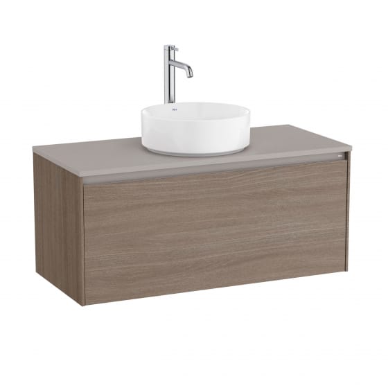 Image of Roca Ona: Compact Wall-Hung Vanity Unit For Countertop Basin, 1 Drawer (994mm)