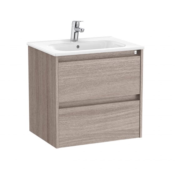 Image of Roca Tenet: Unik Wall-hung Vanity Unit with Two Drawers and Basin (600mm)