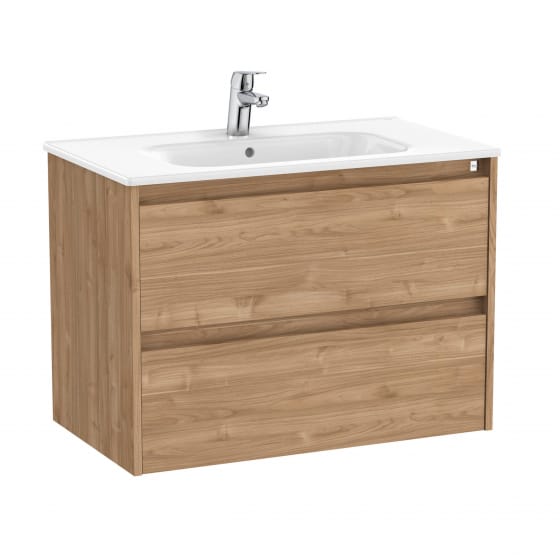 Image of Roca Tenet: Unik Wall-hung Vanity Unit with Two Drawers and Basin (800mm)