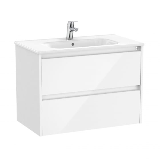 Image of Roca Tenet: Unik Wall-hung Vanity Unit with Two Drawers and Basin (800mm)
