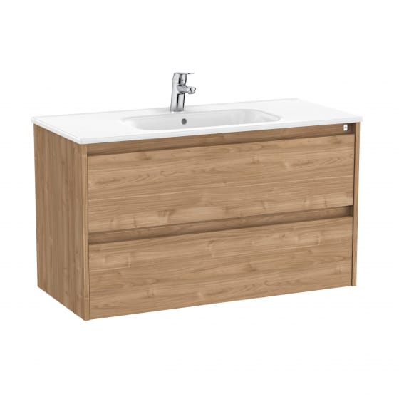 Image of Roca Tenet: Unik Wall-hung Vanity Unit with Two Drawers and Basin (1000mm)