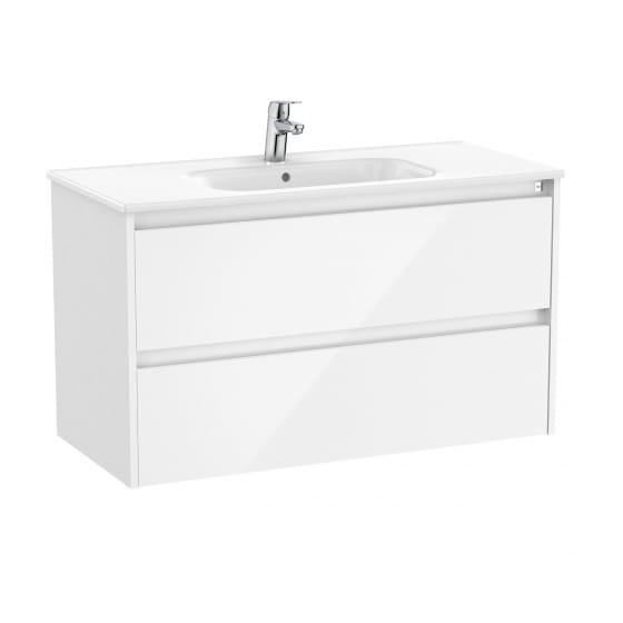 Image of Roca Tenet: Unik Wall-hung Vanity Unit with Two Drawers and Basin (1000mm)