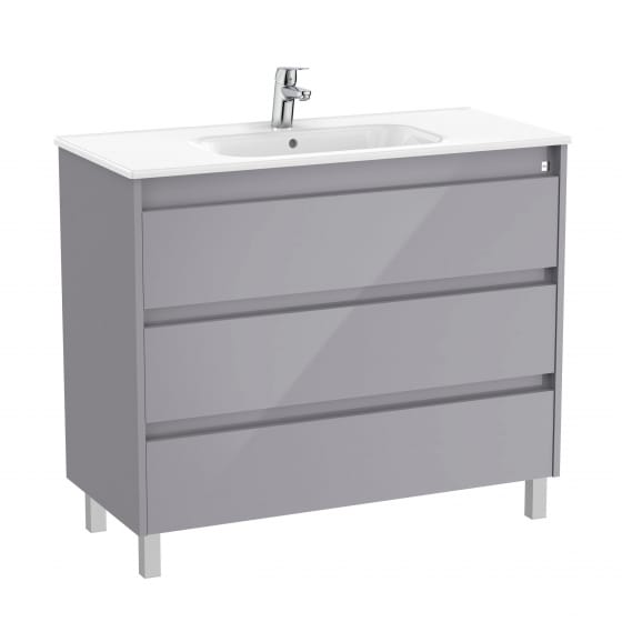 Image of Roca Tenet: Unik Floor Standing Vanity Unit with Three Drawers and Basin (1000mm)