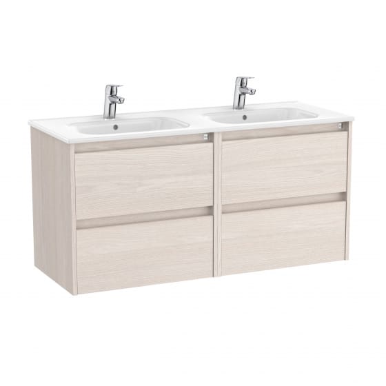 Image of Roca Tenet: Unik Wall-hung Double Vanity Unit with Four Drawers and Two Basins (1200mm)