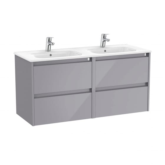 Image of Roca Tenet: Unik Wall-hung Double Vanity Unit with Four Drawers and Two Basins (1200mm)