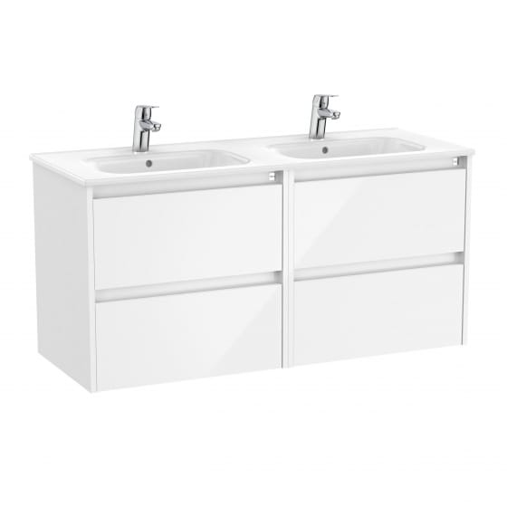 Image of Roca Tenet: Unik Wall-hung Double Vanity Unit with Four Drawers and Two Basins (1200mm)