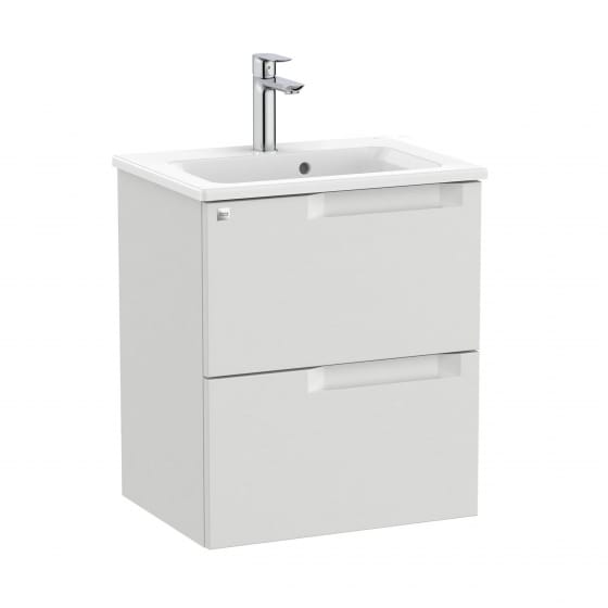 Image of Roca Aleyda: Unik Compact Wall-hung Vanity Unit with Two Drawers and Basin (500mm)