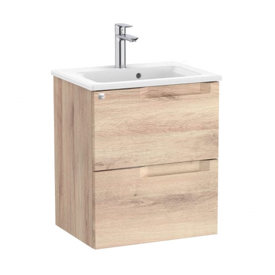 Image of Roca Aleyda: Unik Compact Wall-hung Vanity Unit with Two Drawers and Basin (500mm)