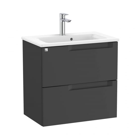 Image of Roca Aleyda: Unik Compact Wall-hung Vanity Unit with Two Drawers and Basin (600mm)