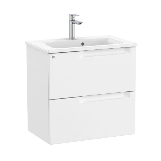 Image of Roca Aleyda: Unik Compact Wall-hung Vanity Unit with Two Drawers and Basin (600mm)