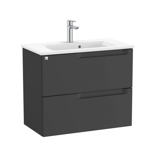 Image of Roca Aleyda: Unik Compact Wall-hung Vanity Unit with Two Drawers and Basin (700mm)
