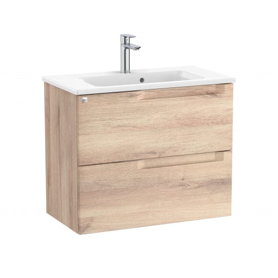 Image of Roca Aleyda: Unik Compact Wall-hung Vanity Unit with Two Drawers and Basin (700mm)