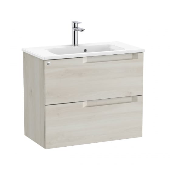 Image of Roca Aleyda: Unik Compact Wall-hung Vanity Unit with Two Drawers and Basin (700mm)