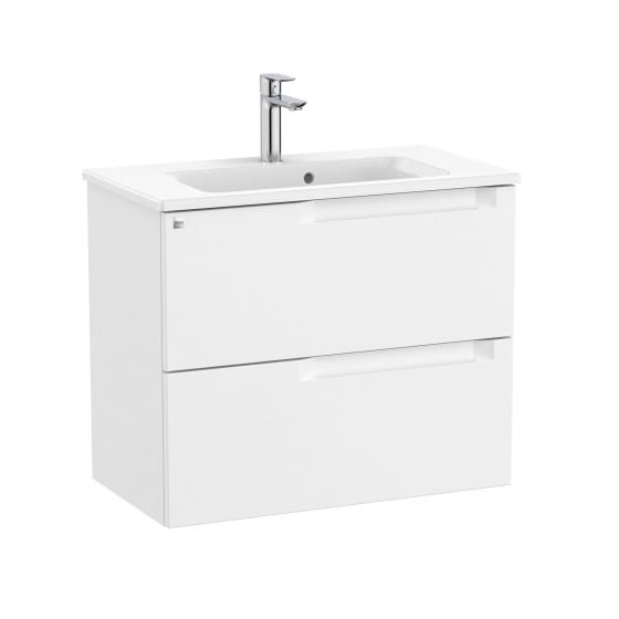 Image of Roca Aleyda: Unik Compact Wall-hung Vanity Unit with Two Drawers and Basin (700mm)