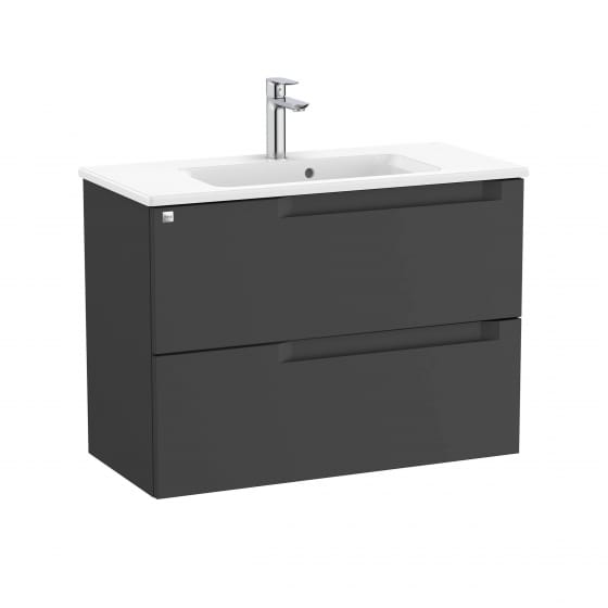 Image of Roca Aleyda: Unik Compact Wall-hung Vanity Unit with Two Drawers and Basin (800mm)
