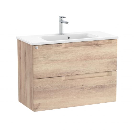 Image of Roca Aleyda: Unik Compact Wall-hung Vanity Unit with Two Drawers and Basin (800mm)