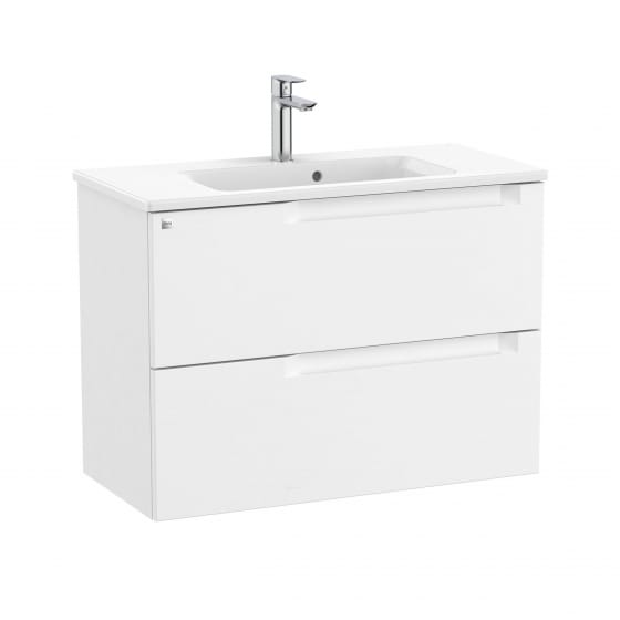 Image of Roca Aleyda: Unik Compact Wall-hung Vanity Unit with Two Drawers and Basin (800mm)