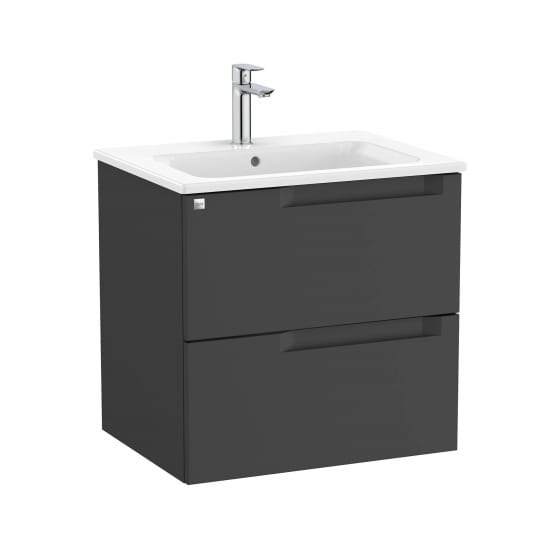 Image of Roca Aleyda: Unik Wall-hung Vanity Unit with Two Drawers and Basin (600mm)