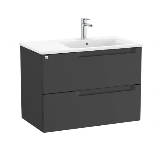 Image of Roca Aleyda: Unik Wall-hung Vanity Unit with Two Drawers and RH Basin (800mm)