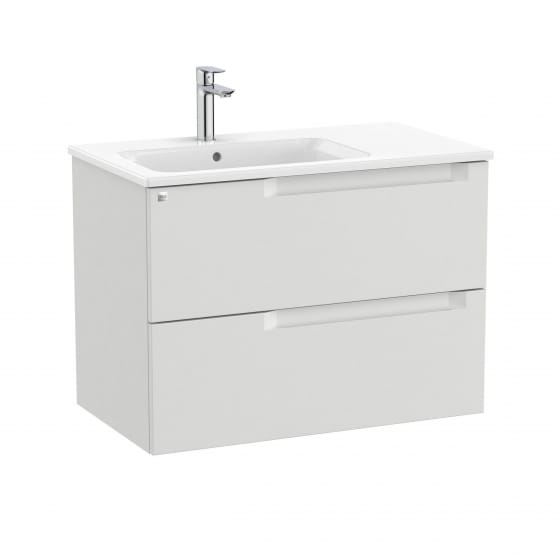 Image of Roca Aleyda: Unik Wall-hung Vanity Unit with Two Drawers and LH Basin (800mm)